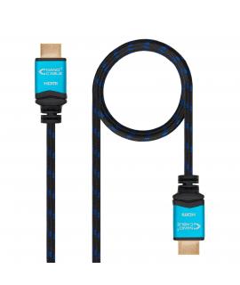 Nanocable Cable HDMI v2.0 Macho a HDMI v2.0 Macho 1m - 4K@60Hz 18Gbps - Alta Velocidad - Recubierto Nylon Trenzado - Color Negro