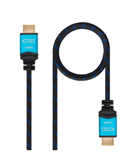 Nanocable Cable HDMI v2.0 Macho a HDMI v2.0 Macho 1.50m - 4K@60Hz 18Gbps - Alta Velocidad - Recubierto Nylon Trenzado - Color Ne