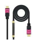 Nanocable Cable HDMI v2.0 Macho con Repetidor a HDMI v2.0 Macho 15m - 4K@60Hz 18Gbps - Alta Velocidad - Color Negro/Rosa