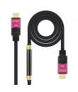 Nanocable Cable HDMI v2.0 Macho con Repetidor a HDMI v2.0 Macho 25m - 4K@60Hz 18Gbps - Alta Velocidad - Color Negro/Rosa