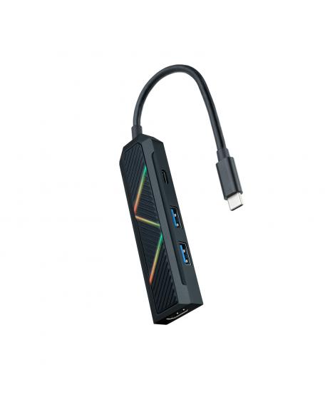 Nanocable 4 en 1 Hub USB-C 3.0 con 2x USB-A 3.0, 1x USB-C PD, 1x HDMI - Carcasa de Aluminio - Cable de 0.15m