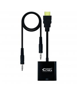 Nanocable Conversor HDMI a SVGA+audio - HDMI A/M-SVGA/H+Jack 3.5/H - 10cm+1.0m - Color Negro