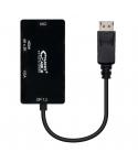 Nanocable Conversor Displayport a VGA  DVI  HDMI - 3 en 1 - DP 1.2M-VGAH-DVIH-HDMIH 4K - 15 cm - Color Negro