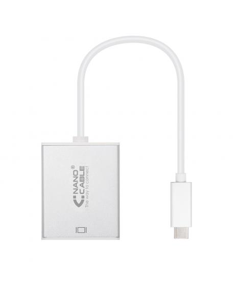Nanocable Conversor USB-C a VGA. USB-C/M - VGA/H - Aluminio - 10 cm - Color Gris