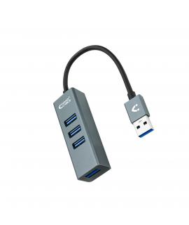 Nanocable Hub USB 3.0 4xUSB3.0. USB-AM-USB 3.0H - Aluminio - 10 cm - Color Gris
