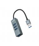 Nanocable Hub USB 3.0 4xUSB3.0. USB-A/M-USB 3.0/H - Aluminio - 10 cm - Color Gris