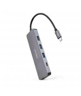 Nanocable Hub USB-C/M A 3xUSB3.0/H + 1xUSB-C/H - 10cm - Color Aluminio