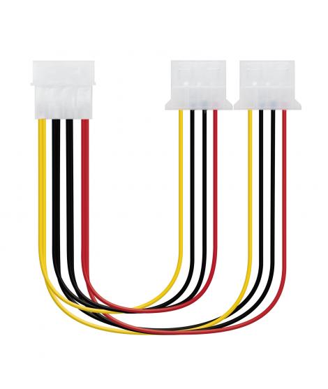 Nanocable Cable Alimentacion Molex 4pin Macho a 2x Molex 4pin Hembra 0.20m