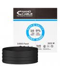 Nanocable Bobina de Cable de Red Rigido Impermeable para Exterior RJ45 Cat.6 UTP AWG24 305m - Color Negro