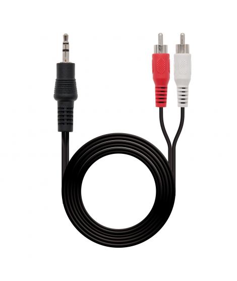 Nanocable Cable Audio Estereo Jack 3.5mm Macho a 2x RCA Macho 3m - Color Negro