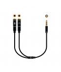 Nanocable Cable Adaptador Audio Jack 3.5mm Macho 4 Pines a 2x Jack 3.5mm Hembra 3 Pines 0.30m - Color Negro