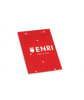 Enri Bloc de Notas Grapado Formato A6 Cuadriculado 4x4mm - 80 Hojas Microperforadas - Tapa Blanda Roja