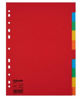 Esselte Separadores Scarton A4 10 Pestañas 5 Colores Gramaje150Grs sin Caratula Indice - Multicolor Materia Lcarton - Tamaño A4 