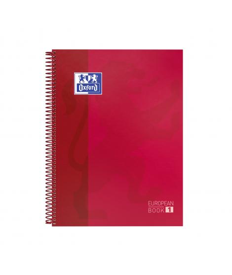 Oxford Europeanbook 1 Cuaderno Espiral Formato A4+ Cuadriculado 5x5mm - 80 Hojas - Banda de Color - Tapa Extradura Brillante - C