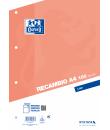 Oxford Recambio Formato A4 Liso 4 Taladros - 100 Hojas Sueltas