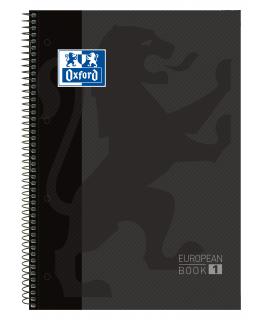 Oxford Europeanbook 1 Cuaderno Espiral Formato A4+ Cuadriculado 5x5mm - 80 Hojas - Banda de Color - Tapa Extradura Brillante - C