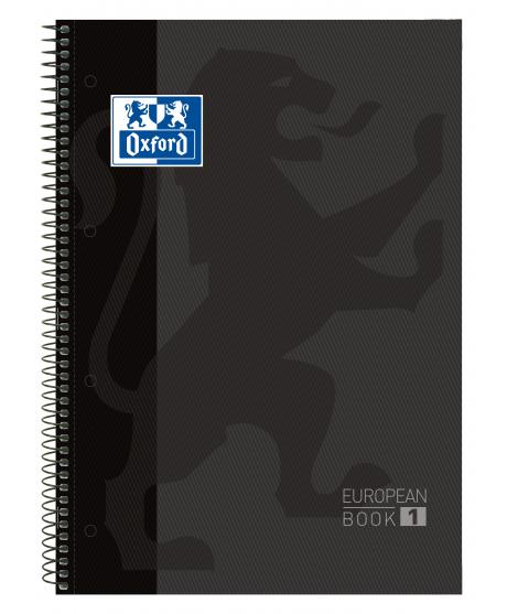 Oxford Europeanbook 1 Cuaderno Espiral Formato A4+ Cuadriculado 5x5mm - 80 Hojas - Banda de Color - Tapa Extradura Brillante - C