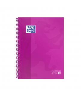 Oxford Europeanbook 1 Cuaderno Espiral Formato A4+ Cuadriculado 5x5mm - 80 Hojas - Banda de Color - Tapa Extradura Brillante - C