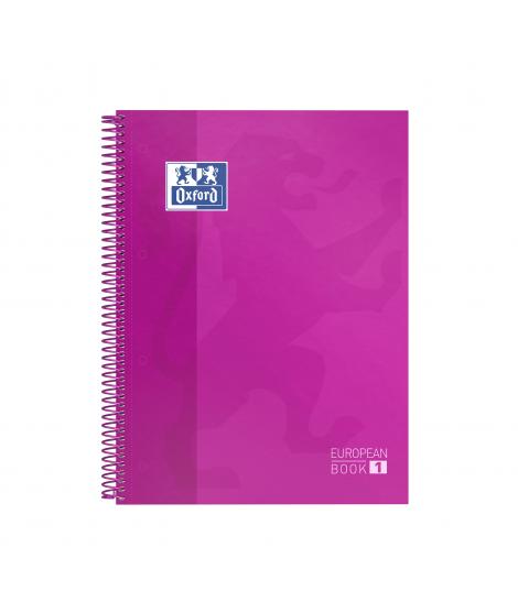 Oxford Europeanbook 1 Cuaderno Espiral Formato A4+ Cuadriculado 5x5mm - 80 Hojas - Banda de Color - Tapa Extradura Brillante - C