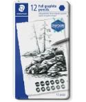 Staedtler Mars Lumograph Pure Graphite 100G Pack de 12 Lapices de Grafito - Tonos Brillantes - Graduaciones Surtidas