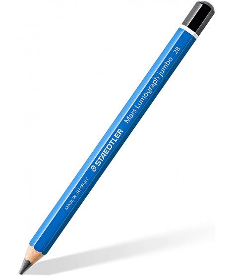 Staedtler Mars Lumograph Jumbo 100J Lapiz de Grafito - Mina 2B - Acabados Metalicos - Diametro de Mina 5.3mm Aprox - Madera de B