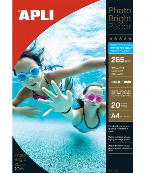 Apli Papel Fotografico Photobright Resistente Al Agua A4 265g 20 Hojas