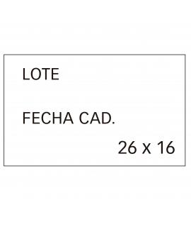 Apli Etiquetas Blancas Removibles 26x16mm para Etiquetadoras de Precios de 2 Lineas - Pack de 6 Rollos - Preimpresas con "Lote" 