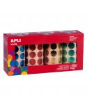 Apli Pack de 5.640 Gomets Redondos Ø 20mm - 4 Rollos de 1.410 Gomets - Adhesivo Permanente - Ideal para escuelas Infantiles y Co