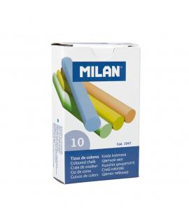 Milan Pack de 10 Tizas de Colores - Redondas - No Contienen Caseina - Colores Surtidos