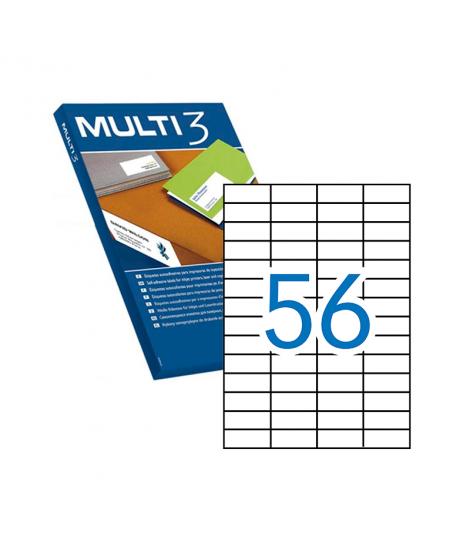 Multi3 Pack de 5.600 Etiquetas Blancas Cantos Rectos Tamaño 52.5X21.2mm con Adhesivo Permanente para Multiples Usos