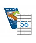 Multi3 Pack de 5.600 Etiquetas Blancas Cantos Rectos Tamaño 52.5X21.2mm con Adhesivo Permanente para Multiples Usos
