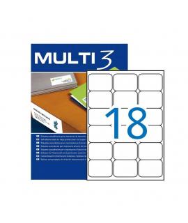 Multi3 Pack de 1800 Etiquetas Blancas Tamaño 63,5x46,6mm - Cantos Romos - Aptas para Imprimir