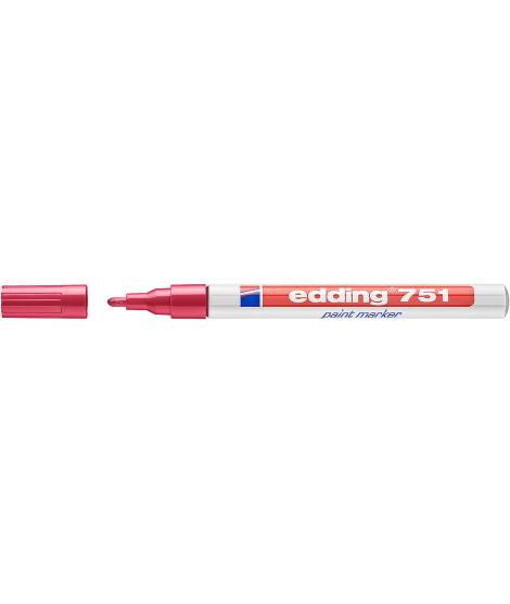 Edding 751 Rotulador Permanente - Punta Redonda - Trazo entre 1 y 2 mm. - Tinta Opaca - Secado Rapido - Color Rojo