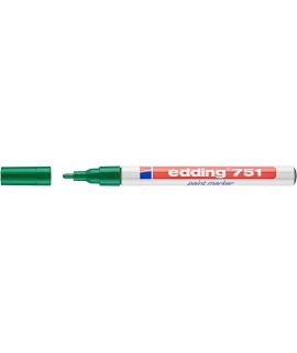 Edding 751 Rotulador Permanente - Punta Redonda - Trazo entre 1 y 2 mm. - Tinta Opaca - Secado Rapido - Color Verde