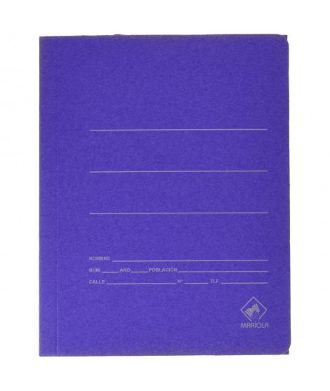 Mariola Carpeta de Carton con Bolsa Folio 500gr/m2 - Medidas 34x25x1cm - Cierre con Goma Elastica - Color Azul Mate