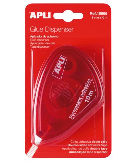 Apli Aplicador Adhesivo Doble Cara 8mm x 10m - Facil de Usar - Adhesivo Fuerte - Ideal para Manualidades y Proyectos Escolares -