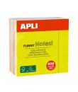 Apli Funny Cubo de 400 Notas Adhesivas 75 x 75 mm - Colores Surtidos Fluorescentes