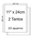 Papel Continuo 11" x 240mm - Juego de 2 Tantos - Envase de 1.500 Unidades - Color Blanco