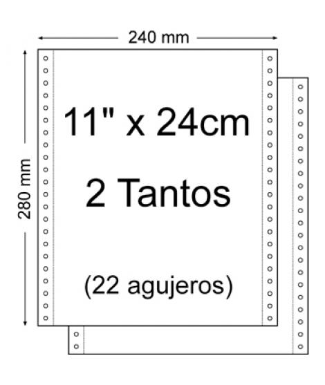 Papel Continuo 11" x 240mm - Juego de 2 Tantos - Envase de 1.500 Unidades - Color Blanco