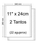 Papel Continuo 11" x 240mm - Juego de 2 Tantos - Envase de 1.500 Unidades - Color Blanco