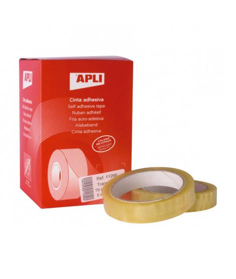 Apli Pack de 8 Cintas Adhesivas Transparente 19 mm x 66 m