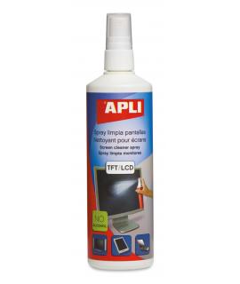Apli Spray Limpiador Pantallas TFT/LCD - Contenido 250ml - Elimina Manchas y Polvo - Mantiene Pantallas Limpias y sin Bacterias