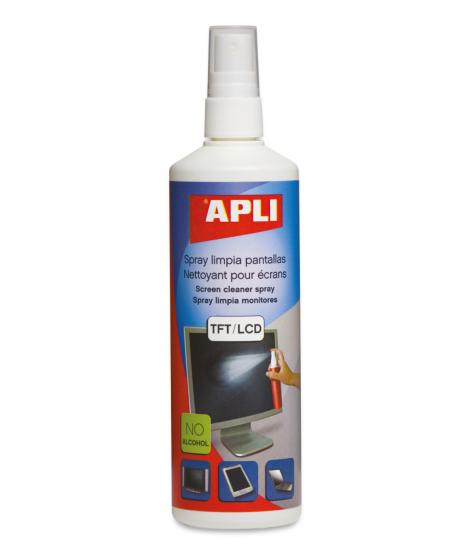 Apli Spray Limpiador Pantallas TFTLCD - Contenido 250ml - Elimina Manchas y Polvo - Mantiene Pantallas Limpias y sin