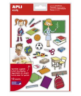 Apli Gomets Tematicos la Escuela - 312 Unidades - Adhesivo Removible - Ilustraciones Educativas - Formato Ideal para Escuelas - 