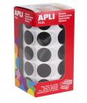 Apli Pack de 1.770 Gomets Redondos Ø 20mm - Adhesivo Permanente Base de Agua - Libre de Disolventes - Color Negro