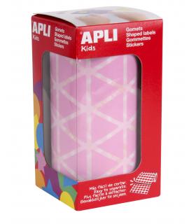 Apli Gomets Triangulares Rosa - Tamaño 20x20x20mm - Adhesivo Permanente - 2832 Gomets por Rollo - Ideal para Actividades