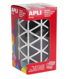 Apli Gomets Triangulares Negros - Tamaño 20 x 20 x 20mm - Adhesivo Permanente - 2832 Gomets por Rollo - Ideal para Escuelas y