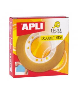 Apli Cinta Adhesiva de Doble Cara 15 mm x 10 m - Transparente