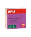 Apli Notas Adhesivas Funny 51x51mm Mini-Cubo 250 Hojas - 5 Colores Surtidos Fluorescentes - Divertidas y Practicas