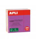 Apli Notas Adhesivas Funny 51x51mm Mini-Cubo 250 Hojas - 5 Colores Surtidos Fluorescentes - Divertidas y Practicas